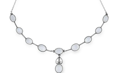 AN ARTS AND CRAFTS MOONSTONE NECKLACE set with cabochon