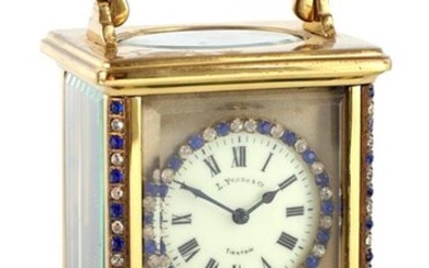 AN EARLY 20TH CENTURY FRENCH TIMEPIECE ALARM CARRI