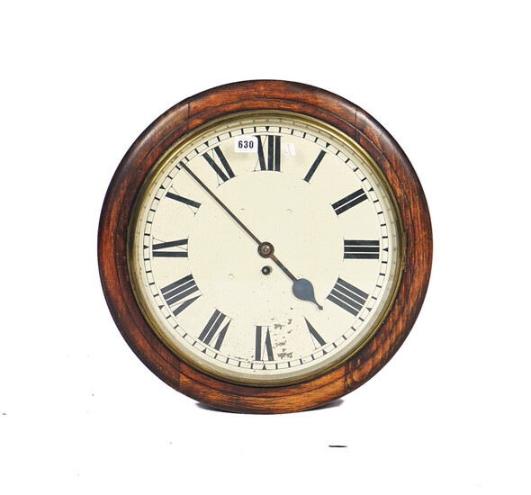 AN ENGLISH OAK CASED WALL TIMEPIECE