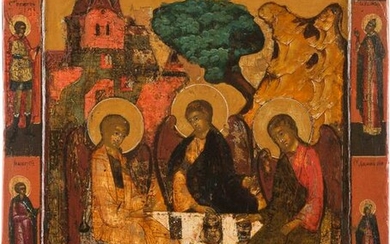 AN ICON SHOWING THE OLD TESTAMENT TRINITY Russian, 18th
