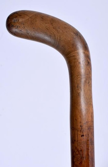 AN UNUSUAL MID 19TH CENTURY CARVED WOOD WALKING CANE