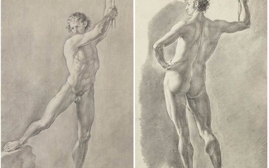 ANONYMOUS ARTIST, 19th CENTURY Pair of academic nude figures Pencil...