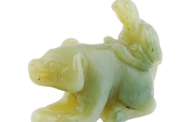 ANTIQUE CHINESE FOO DOG GRIFFIN CARVED JADE FIGURINE