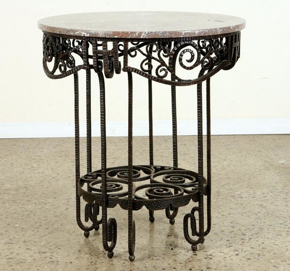 ART DECO WROUGHT IRON TABLE MARBLE TOP C.1920