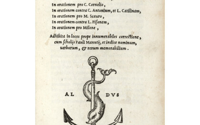 ASCONIO PEDANIO, Quinto (forse 9 A.C. - 76 D.C.) - Expositio. Venice: eredi di Aldo Manuzio, 1553. Later Aldine edition...