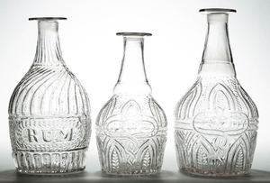 ASSORTED BLOWN-MOLDED THREE-MOLD DECANTERS, LOT OF THREE