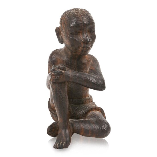 African Carved Wood Sculpture of a Boy.