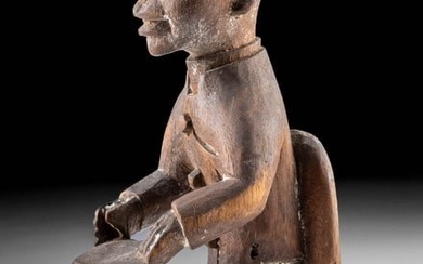 African Wood Figure - Seated Colonial Man