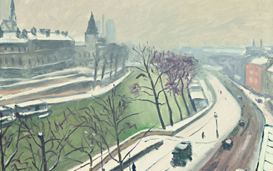 Albert Marquet (1875-1947), "Quai des Grands-Augustins, neige", c. 1938, huile sur toile, signée, 65,2x81,5 cmAvis d'inclusion au catalogue
