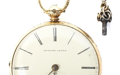 An 18ct gold cased open faced pocket watch.