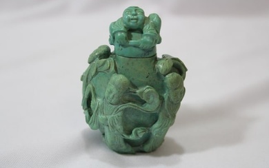 An Antique Chinese Carved Turquoise Snuff Bottle