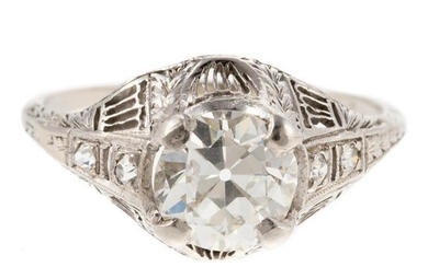 An Art Deco Filigree Diamond Ring in 14K