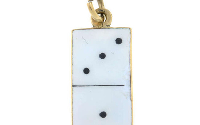 An Edwardian 9ct gold and enamel domino charm.