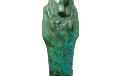 An Egyptian blue-green faience ushabti