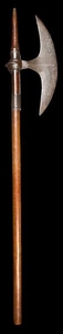 An Indian axe (bullova), crescent shaped steel bla…