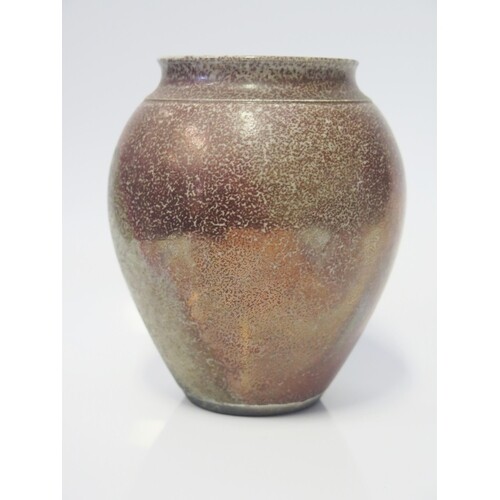 An Unidentified Raku Studio Pottery Vase with copper lustre ...