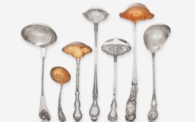 An assembled collection of seven sterling silver ladles, various makers, late 19th / early 20th