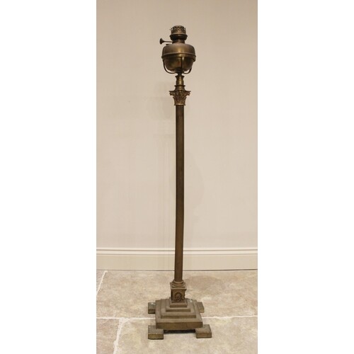 An early 20th century brass Corinthian column telescopic sta...