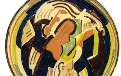 Anne DANGAR (1885-1951), d'après Albert GLEIZES, Atelier de Moly-Sabata.Grand plat en céramique de forme circulaire...