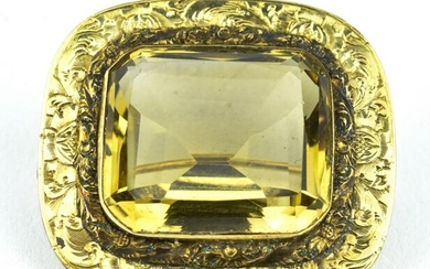 Antique 19th C Yellow Gold & Citrine Pendant