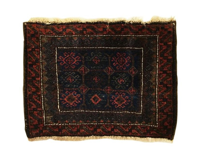 Antique Afghan Baluch Square Rug 1'6 x 2'3