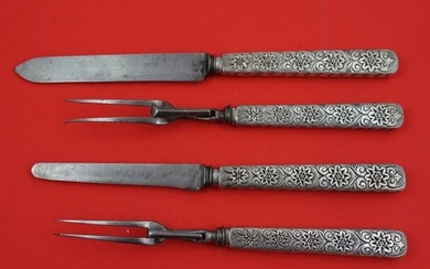 Antique Engraved by Tiffany and Co Sterling Silver Steak Carving Set HH WS 4pc