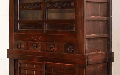 Antique Japanese 2-Piece Mizuya Tansu Cabinet, Late 19th/Early 20th C.