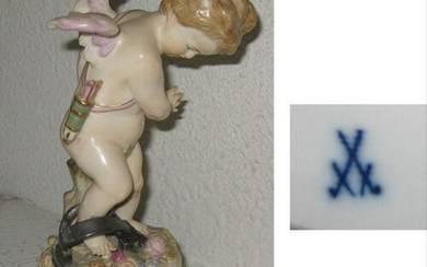 Antique Meissen Figurine - Cupid Caught In A Trap