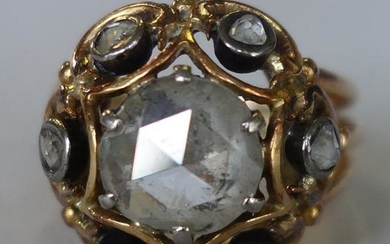 Antique Rose Cut Diamond & 14K Gold Ring, 2.91 Cts