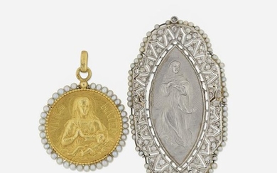 Antique religious pendant and brooch