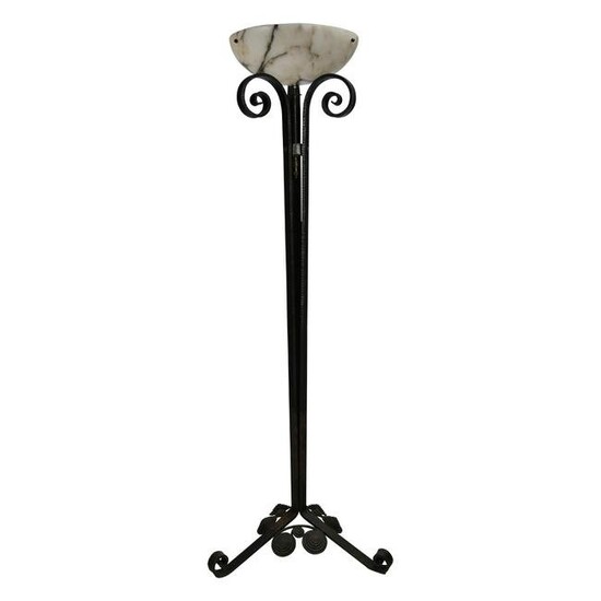 Art Deco Style Wrought Iron and Steel Torchere.
