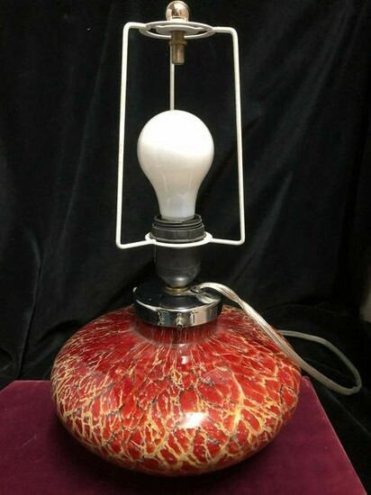Art Deco WMF Ikora Germany Red and Black Glass Lamp