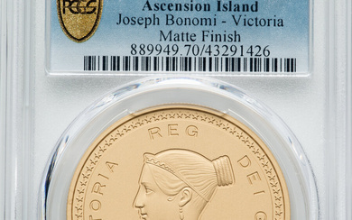 Ascension Island: , British Administration. Elizabeth II gold Matte Proof "Bonomi Pattern - Victoria" 5 Pounds 2021 PR70 PCGS, ...