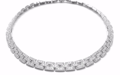 Authentic! Cartier Maillon Panthere 18k White Gold 15ct Diamond Necklace Cert.