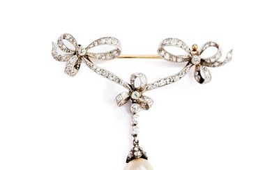 BELLE EPOQUE PEARL AND DIAMOND BROOCH, 1900s