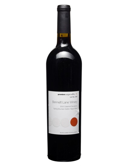 Bennett Lane, Spring Mountain Cabernet Sauvignon 2003, Premiere Napa Valley Premiere Napa Valley offers limited edition, small production (60-240 bottles produced), one-of-a-kind cuvées from top tier California producers. The winemakers utilize this...