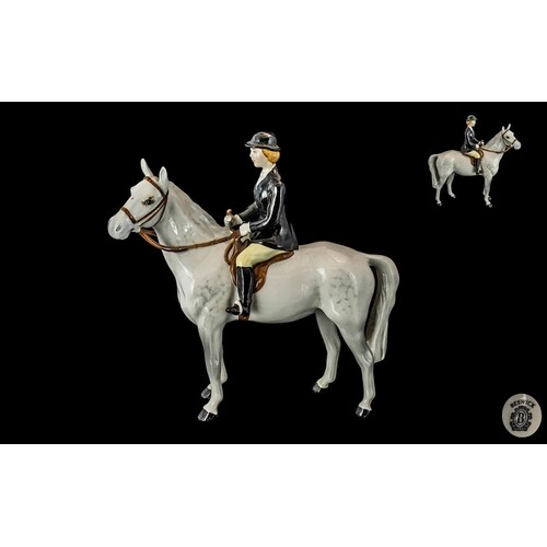 Beswick - Hand Painted Seated Rider and Horse Figure ' Hunts...
