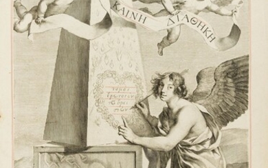 Bible, Greek.- He Kaine Diatheke, 'Mazarin edition', half-title, fine engraved title by Claude Mellan depicting...