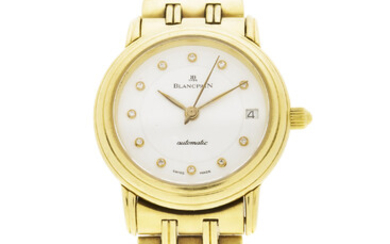Blancpain, montre-bracelet en or 750 avec index sertis de diamants