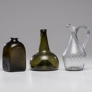 Blown Glass Pitcher and Bottles