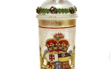 Bohemian Art Glass Lion Armorial Crest Pokal Cup 19th Century or Earlier