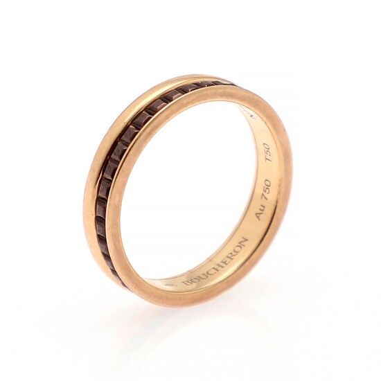 Boucheron: A “Quatre Classique” ring set with brown PVD, mounted in 18k rose gold. W. 3.8 mm. Size 50.