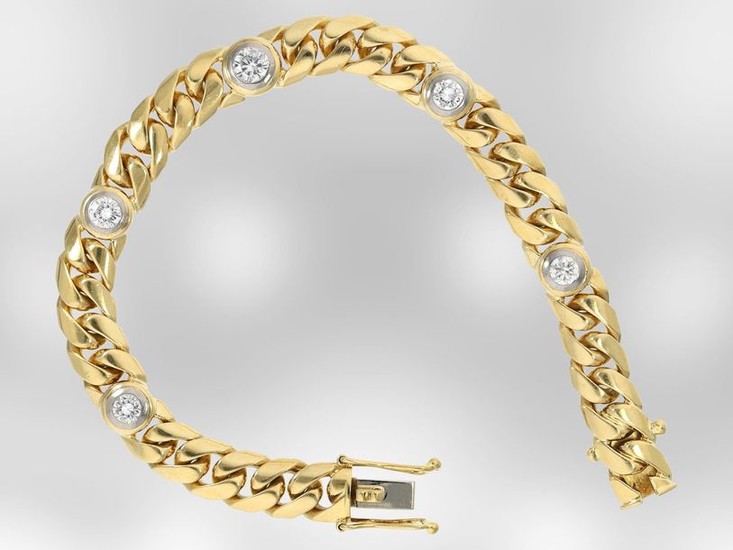 Bracelet: solid gold armoured bracelet with diamonds, ca....