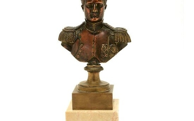 Brass and Copper Bust of Napoleon on a Marble Base