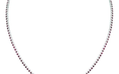 Breathtaking Ruby Diamond 18k Yellow Gold Necklace for