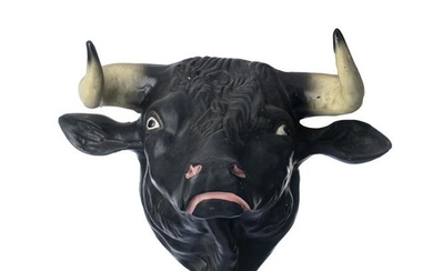 Bull head in faience of Caldas
