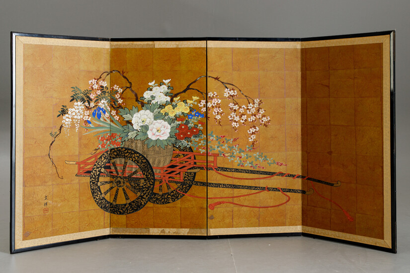 Byōbu. Japanese style folding screen. 2nd half of the 20th century.