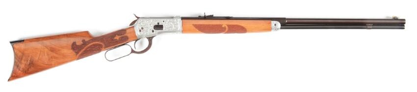 (C) Engraved Winchester Model 1892 Lever Action Rifle.
