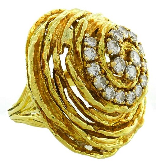 CARTIER Diamond Yellow Gold Cocktail RING Vintage 1980s