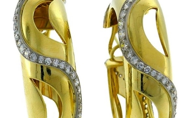 CARTIER Diamond Yellow Gold Hoop EARRINGS Authentic